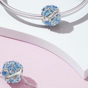 Sterling silver December birthstone Pandora style charm for bracelet or necklace
